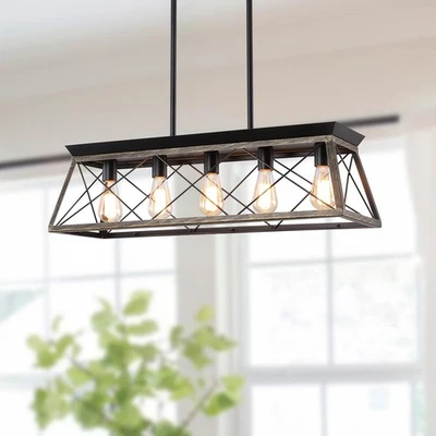 Lámpara colgante de 5 luces, candelabros de granja para comedor, rústicos... Foto 1 de 4