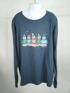 Life is Good Kid Long Sleeve Crusher Tee Snowman Peace Blue X-Large 91477 - Picture 1 of 9