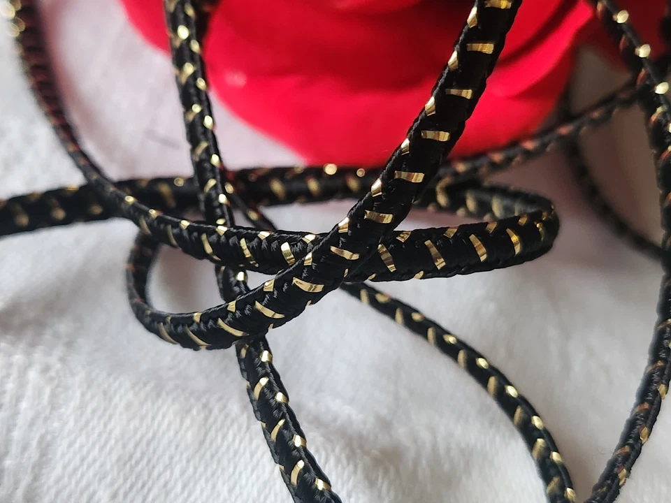 Cordon vintage doré noir galon 3 métres sur 0,4 cm made in France  A3 - Photo 1/3