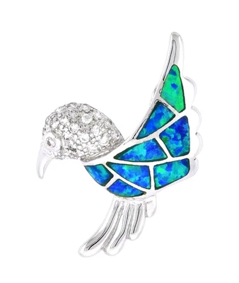 Colgante colibrí de plata de ley con ópalo y piedras circonitas Foto 1 de 4