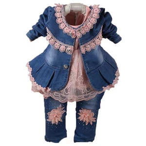 6M-4Y Infant 3Pcs Baby Girls Clothes Set Toddler Outfits Lace Dress Jacket an... - Picture 1 of 5