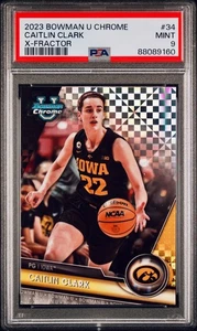 🔥 2023-24 Bowman University Chrome - CAITLIN CLARK #34 X-Fractor - PSA 9!! - Picture 1 of 2