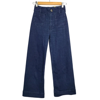 Pantalón Maeve Anthropologie The Collette 24 Azul Elástico Denim Pierna Ancha Tiro Alto Foto 1 de 4