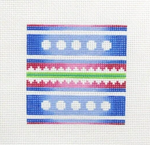 Danae Pastel Blues Square fits Leather Insert Handpainted Needlepoint Canvas - Image 1 of 1