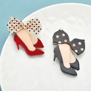 Chic Cute Heel Shoes with Bow Brooch Jewelry - Picture 1 of 6