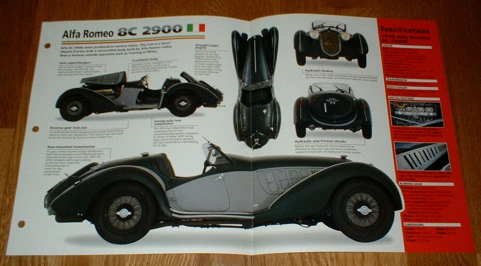 1938 ALFA ROMEO 8C 2900B ORIGINAL IMP BROCHURE SPECS INFO 35 36 37 38 39★★ - Image 1 of 1