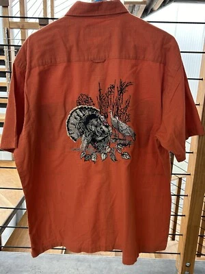 Camisa Red Head Bordada Pavo Gobbler Manga Corta L Abotonada Cazador Otoño Foto 1 de 4