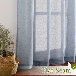 Linen Textured Semi Sheer Curtains 52" x 84"~Sea Mist~Privacy Translucent Light - Picture 1 of 6