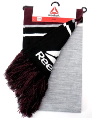 Bufanda Reebok con Flecos Gris Vino Negro Blanco Logo SUAVE Material Reciclado NUEVO Foto 1 de 4