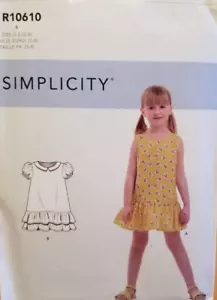 Vestido Simplicity Niña Patrón Costura Nuevo Sin Cortar Tallas 3-8 - Imagen 1 de 2