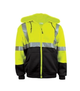 FrogWear® HV High-Visibility Polyester Fleece Hooded Sweatshirt - GLO-HS2 Sz XL - Picture 1 of 4