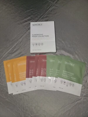 Coleção de máscaras Seacret Superfood, máscara de bambu, máscara de folha - NOVO ex 8/23, 28g x 9 - Imagem 1 de 4