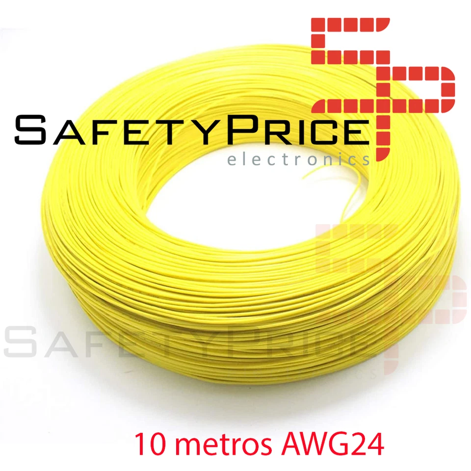10 metros Cable AWG24 AMARILLO trenzado electronica soldar puente arduino SP - Imagen 1 de 1