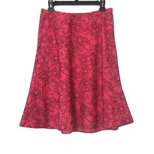 Autógrafo Falda Negra Coral Floral Bordada A Línea Hasta la Rodilla Caída Cintura 6 - Imagen 1 de 8