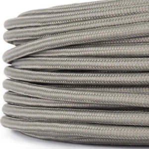 Textilkabel für Lampe, Stoffkabel, Elektrokabel, Strom-Kabel, 3-adrig, Grau - Bild 1 von 2