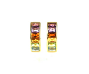 stupendi orecchini "Arcobaleno" - H. STELLA - con pietre preziose colorate - oro 750 18 carati - Foto 1 di 17