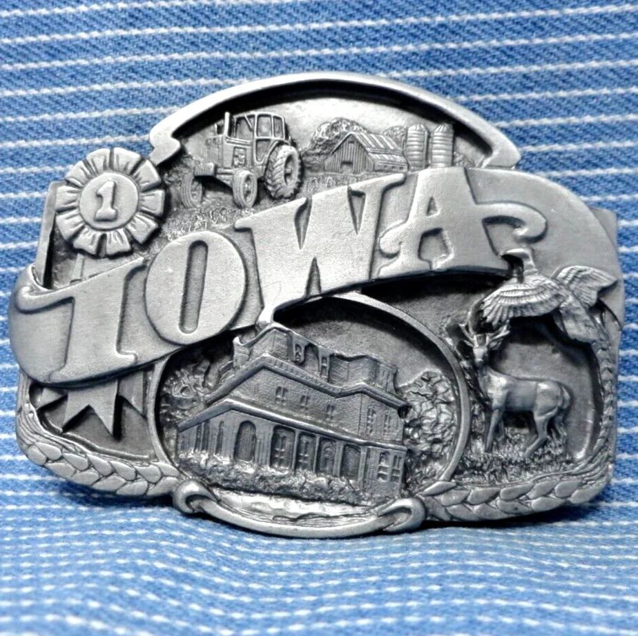 Fivela de cinto Iowa 29º estado agricultura vida selvagem vintage anos 90 Siskiyou .TWY930 - Imagem 1 de 4