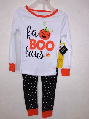 New Girls size 4 Halloween Pajama Set 2 piece Sleep Pants Top faBOOlous - Image 1 of 4