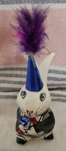 Pottery Barn Paper Mache Rabbit Ornament Birthday Party Hat Blower - Picture 1 of 10