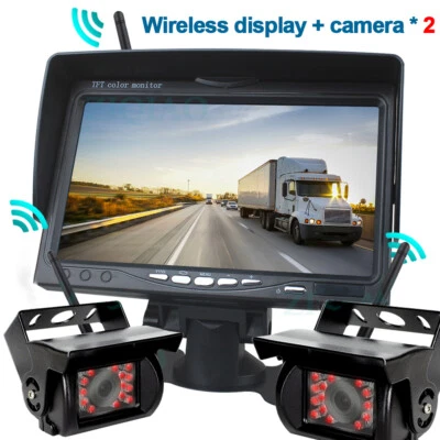 Wireless 7" display night vision HD for RV truck bus backup camera system - Image 1 of 4
