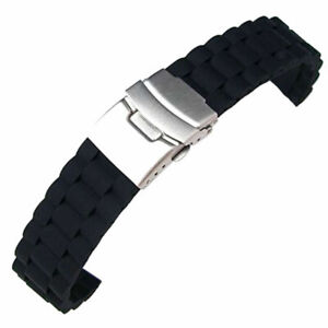 Silicone Rubber Divers Watch Strap Band Waterproof Deployment Clasp 18 20 22  GM