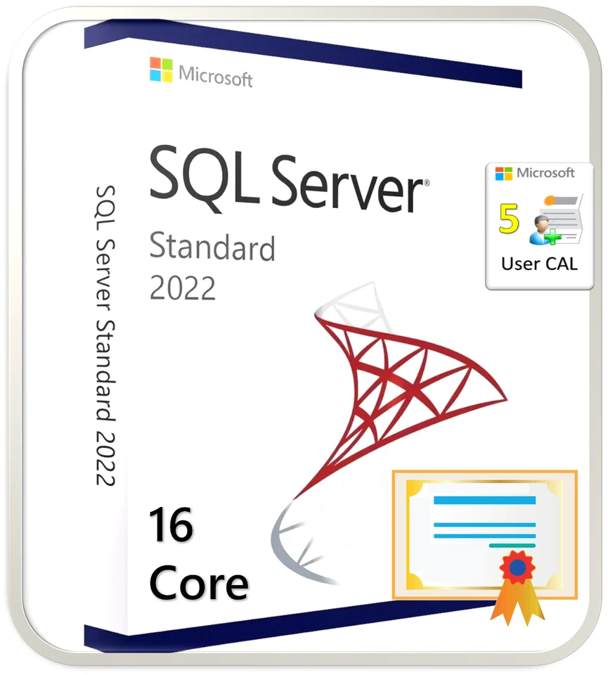Microsoft SQL Server 2022 Standard Edition, 16 Core License, 5 CALs - Image 1 of 1