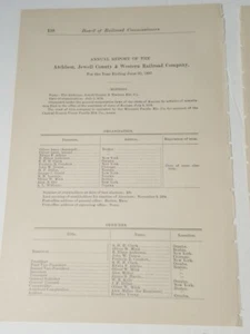 1897 Kansas train document ATCHISON , JEWELL COUNTY & WESTERN RAILROAD  report  - Picture 1 of 4