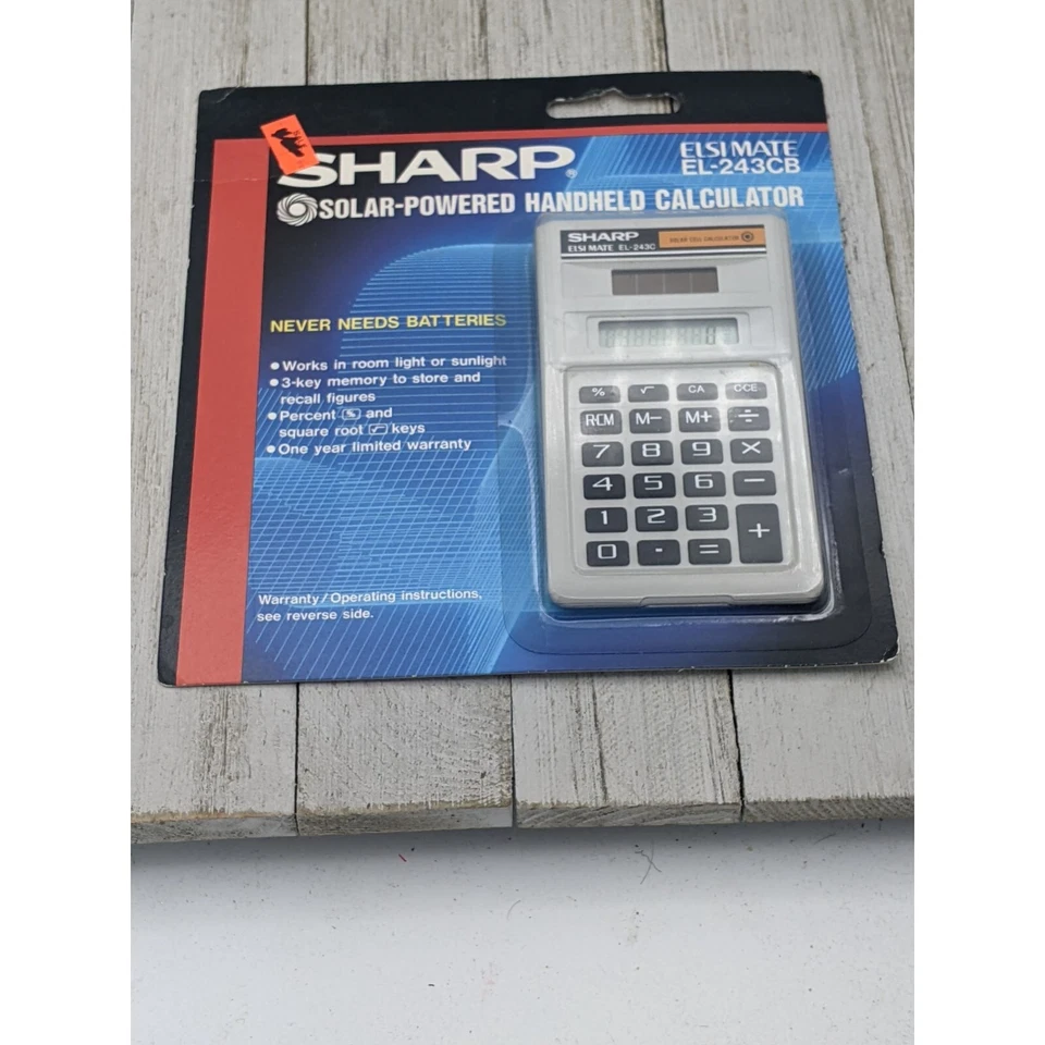 Sharp Solar Powered Handheld Calculator ELSI Mate EL-243CB (R)