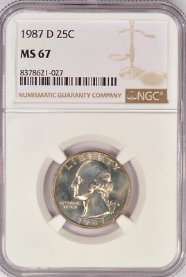 1987 D Washington Quarter NGC MS 67 Gem Coin 25C - Image 1 of 4