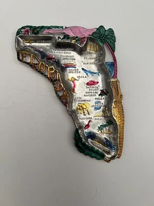 Vintage FLORIDA Trinket Dish Tin Travel Souvenir Ashtray Ash Tray 1950s - Picture 1 of 2