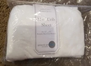 Portable Crib Mattress MINI Crib Sheet 24'' x 38'' White American Baby Company - Picture 1 of 2