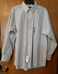 NWT Chaps LS Button Down Shirt Neck 16 Sleeve 32/33 Classic Fit Blue/Gray/White - Picture 1 of 9