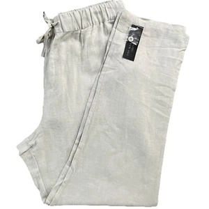 Bloomingdales Men's Linen Blend Pants XL Beachy Preppy Resortwear Drawstring Tan - Picture 1 of 10