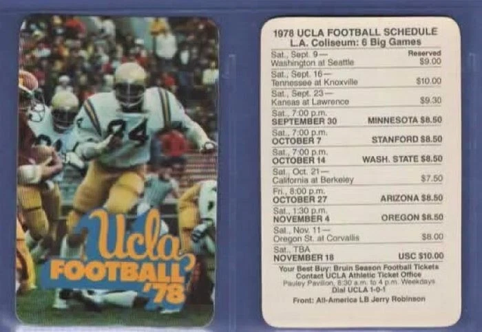 NCAA FOOTBALL 1978 UCLA  pocket schedule - Image 1 of 1