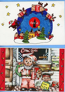 1998 Coca-Cola Unused Christmas Postcards #1 & #4 In The Series - Picture 1 of 2