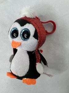 Natale 2019 TY Beanie Boos 4" Gale Pinguino Plastica Clip Chiave Peluche Giocattolo Etichette - Foto 1 di 11