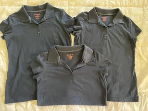 CAT & JACK Girl’s Navy Blue School Uniform Polo Shirts Size L (10/12) - set of 3 - Picture 1 of 3