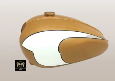 TRIUMPH T120 TANQUE DE ACERO PINTADO DORADO Y BLANCO/APTO PARA - Imagen 1 de 4