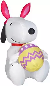 Snoopy inflable soplado por aire Gemmy con orejas de conejo y huevo decorado, 3,5 pies de alto - Imagen 1 de 1