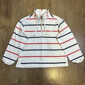 Deal Clothing Smock 1/4 Zip Women's Pullover Size 2XL Cotton Canvas Striped - Picture 1 of 21