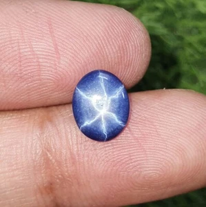 2.24 Ct Lab Grown Blue Star Sapphire Oval Cabochon 6 Rays Loose Gemstone 10x8 MM - Picture 1 of 5