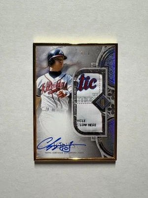 Chipper Jones 2023 Topps Transcendent Laundry Tag Patch Gold Frame Auto 1/1 - image 1 of 2