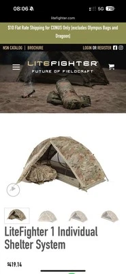 NEW LITEFIGHTER  CAMO TENT & BAG - PART # FS1100-OCP - NSN: 8340-01-628-8855  - Image 1 of 3