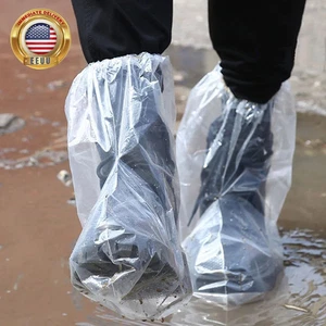 10 paires couvre-chaussures couvre-bottes jetables, housse de pluie en plastique pour chaussures, boot cov - Photo 1/3
