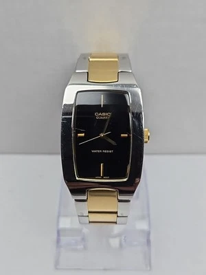 Casio MTP 1165 Reloj Mujer Dorado Tono Plata Esfera Negra Cuarzo Batería Nueva Funciona Foto 1 de 4