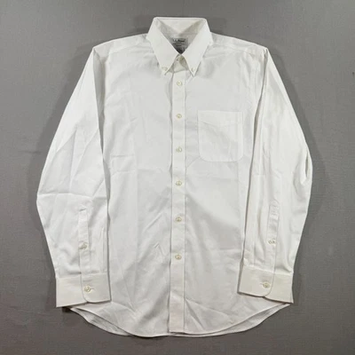 Camisa de tela Oxford LL Bean sin arrugas pinpoint para hombre 15 33 blanco vestido liso Foto 1 de 4