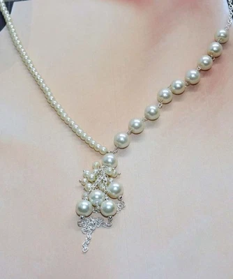 Excepcional collar de perlas enchapadas en plata 925 piedras preciosas con cuentas 18" GW Foto 1 de 3