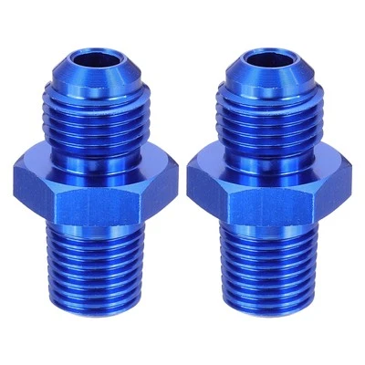 2pcs AN6 Male Flare to 1/4" NPT Pipe Fitting, Aluminum Straight Coupler, Blue - Imagem 1 de 4