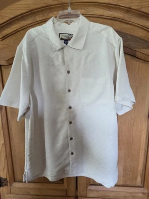 Camisa tropical hawaiana Havana Jacks Café para hombre palmeras blancas manga corta Foto 1 de 4