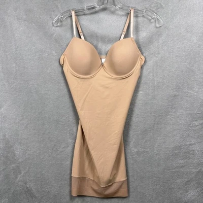 Women's L Beige Bralette Slip Dress Shapewear Smoothing Bodycon Lingerie - Image 1 of 4